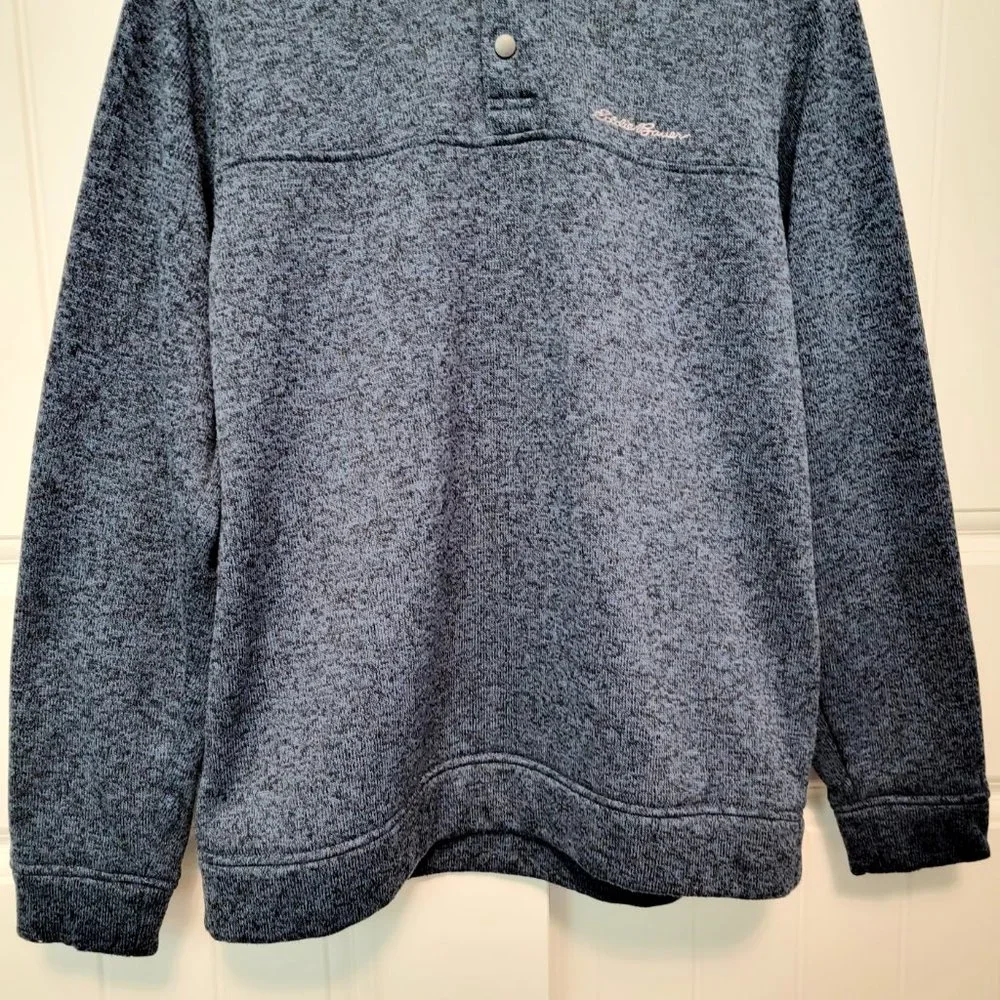 Eddie Bauer Men’s Large Radiator Fleece Pullover 1/4 Snap Front Top Navy Heather